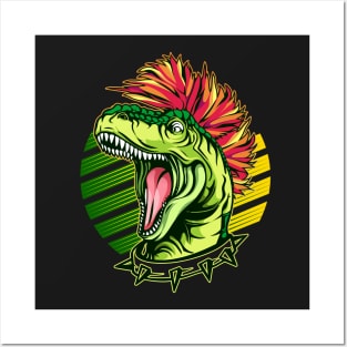 Punk T-Rex Dinosaur Posters and Art